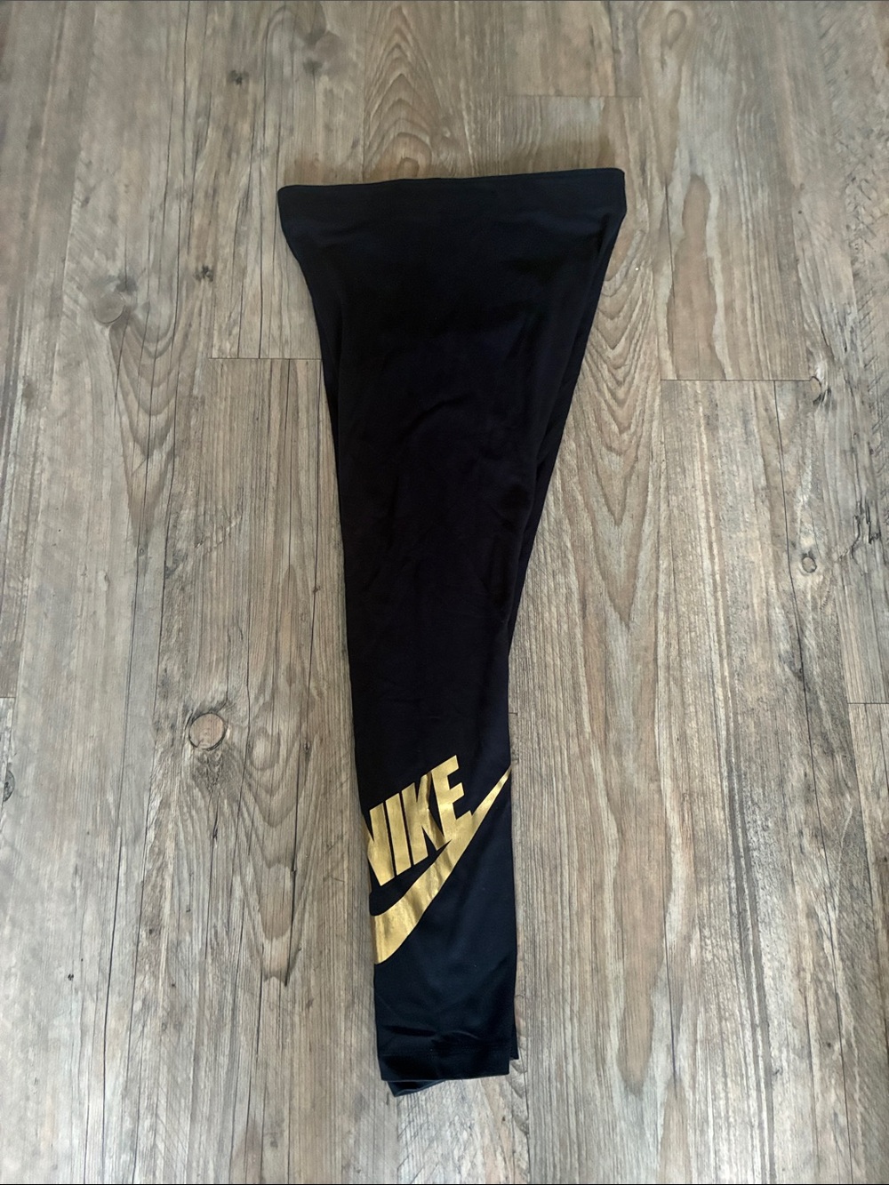 Nike Black Leggings with Gold Nike Swoosh - Picture 4 of 4